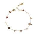 Bohemian gold chain bracelet with colorful irregular natural raw stones and lobster clasp - Multicolor Mixed Stones