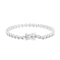 Elegant S925 sterling silver heart bracelet featuring white heart-cut cubic zirconia gems - 3mm Platinum 16.5cm Approx. 9g