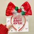 Christmas reindeer headband with red sequin bow, colorful balls and soft feathers - 54# Colorful Ball Bow Headband