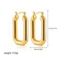 Detailed dimensions of 18K gold plated square hoop earrings with 41mm height and 13.8g weight - Gold Vertical Rectangle (22952)