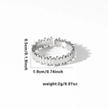 Detailed specs of punk snake pattern stainless steel ring with 0.5cm width measurement - TYR0340 / Silver Jagged Ripples