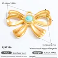 Bowtie shaped 18k gold plated stainless steel DIY charm pendant for jewelry making - PJ91336-Streamlined Bow