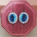 Ovale Personalisierte Ohrringe Mit Aquamarin-diamanten