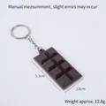Realistic brown chocolate bar keychain with silver ring and manual size dimensions - With Keychain / Dark Coffee