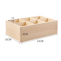 6-grid natural pine wood organizer box with 24x16x8cm dimensions and 7cm slots - Deep 6 Grids Marker Box
