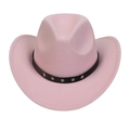 Pink western cowboy hat featuring silver star rivets on a black decorative band - M (56-58cm) / Pink (O)