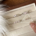 925 silver double layer knot ring with pink heart stone and pearls in beige jewelry box - J4102 Silver Pink Zircon Pearl Set