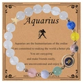 Aquarius beaded bracelet with blue goldstone and gold star charm on gift card - Aquarius-Style 3