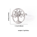 Detailed view of Tree of Life stainless steel ring with dimensions 1.8cm x 1.7cm - Adjustable Open / Silver-Tree Of Life (TYR0570)