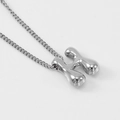 Silver balloon bubble bone pendant necklace with stylish Cuban chain for women - Steel Letter H