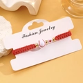 Handmade red braided baseball and heart bead adjustable sports bracelet with gold accents - 06 KC Gold Baseball Style