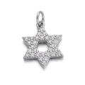 Silver hexagram star pendant with clear crystals and metallic finish for jewelry DIY - Hexagram Zirconia-Silver