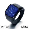 Men's matte black stainless steel ring with a square blue lapis stone inlay - US 7 / Lapis Lazuli Style (KR110130-MZOZ) / Black