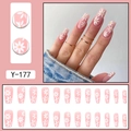 Unghie finte coffin rosa con motivi floreali a margherita bianca e set completo da 24 pezzi - Stile Margherita Bianca Rosa Gelatina (Y-177)