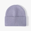 Pale purple knit beanie for women with thick ribbed texture and wide folded brim - Adjustable / Light Purple