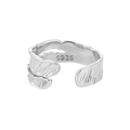 Eleganter S925 Sterlingsilber Federring mit strukturierter Oberfläche und verstellbarem Design - Federtextur-Stil (JT934)