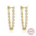 Eleganti orecchini pendenti a catena in argento S925 dorato con zirconi brillanti - Argento 925 / Oro-Zircone Bianco