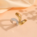 Minimalistischer, gewellter zweifarbiger Edelstahl-Ring in Gold und Silber - Stromlinienförmiger Wellenstil (#1)