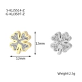 Colgante de trébol de cuatro hojas brillante con circonitas en oro y plata - Estilo Trébol 1 / Color Acero