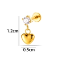Vergulde roestvrijstalen hart labret stud met zirkonia steen en afmetingen - Enkele Zirconia Harthanger Stijl (2630-9#) / Goud