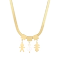 Collana a catena piatta dorata con ciondoli a forma di perla, bimbo e bimba - Oro (KN233828-KFC)