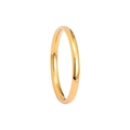 Macro view of 2mm thin minimalist gold titanium steel ring with polished mirror finish - Gold