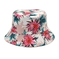 Detailaufnahme des Fischerhuts mit tropischem Blumenmuster in Rosa und Waldgrün - M (56-58cm) / Rosa