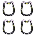 Set of four cat-shaped metal keychains featuring colorful polka dots and pink ears - 1pc/pack / Black