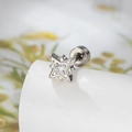 Silver star screw back stud earring featuring a clear sparkling zircon center - Silver (Single)
