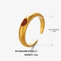 Adjustable 18K gold plated stainless steel ring featuring a red heart motif - Adjustable Open / Gold Red Heart