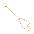 Bracciale anello a farfalla dorata con perle bianche e catena regolabile in acciaio inox - Stile Misto Farfalla Perla (6#)