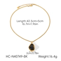 Detailansicht der Barock-Perlenkette mit gedrehter Kordelkette und schwarzem Onyx-Anhänger - Schwarzer unregelmäßiger Anhänger Halskette (HC-N40749-BK)