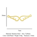 Detailed specs of a 7x28mm gold-plated stainless steel angel wing charm for jewelry - Gold Wings-Small (5Pcs/Pack)