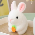 White plush bunny toy holding an orange carrot with soft fur texture variant - White Rabbit 12cm