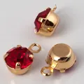 DIY jewelry parts featuring red zircon stones with gold plated four-claw mounts - 1 Piece / Gold Plated with Red Zirconia