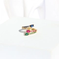 Detail of golden multi-layer open ring with colorful oval stones and zircons - Four-layer Oval Gemstone Style (Style 4)