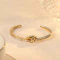 Brazalete de nudo de corazón bicolor en oro y plata de acero inoxidable trenzado - Doble Capa Nudo Trenzado / Bicolor Oro Plata