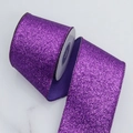 Sparkling purple sequin ribbon roll for DIY Christmas gift wrapping and decoration - 6.3cm / Deep purple
