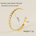 Minimalist 18K gold-plated stainless steel cuff bracelet with round disc link design - Adjustable Open / Gold (ZYG664)