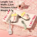 Miniature resin food charm for DIY crafts, pink dollhouse dessert model 1x2.2cm - White Bow Bread