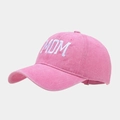 Vintage washed rose pink baseball cap with white MOM 3D embroidery and cotton twill texture - Soft Top Solid MOM Pink