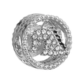 Silver horse head bead charm with micro-set rhinestones and a dotted border ring - Pave Rhinestone Horse Head Bead