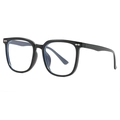 Montatura occhiali quadrata nera oversize con decoro a freccia argento e lenti anti-luce blu - Nero