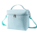 Hellblaue Isoliertasche mit verstellbarem Schultergurt und robustem Tragegriff oben - Groß / Blau