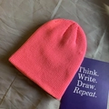 Vibrant bright pink winter beanie hat in premium knit texture for cold weather warmth - Elastic / Rose Pink