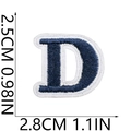 Mini dark blue letter D embroidered patch with white border for clothing and DIY decor - D (Blue)