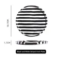 8-inch black and white striped ceramic plate with glazed finish and 18.7cm diameter - Single Plate / Black