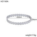 Silver hollow flower pattern stainless steel open cuff bracelet with 6.0cm diameter - Inner Diameter 6.0cm Width 0.6cm / Silver (Floral Texture)