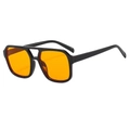 Retro double-bridge aviator sunglasses with black frames and bright orange lenses - Black Frame Orange Lens