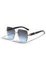 Gafas de sol cuadradas sin montura con lentes degradadas azul-gris y metal dorado - Azul Gris